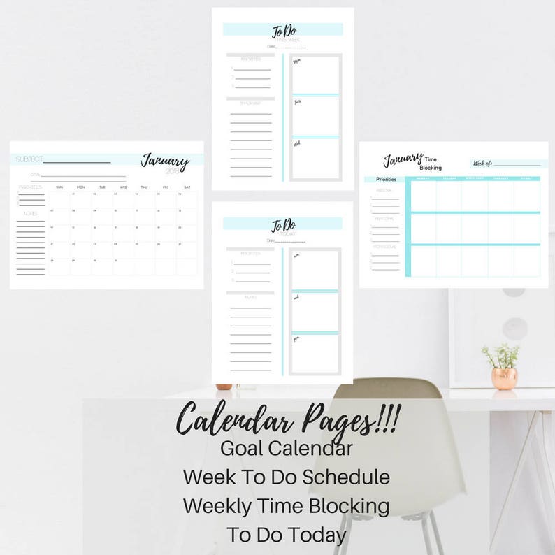 Calendar Planning Goal Setting Pages Tiffany Blue Month Etsy