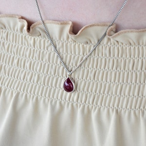 Collar delicado de rubí, joyería delicada, simple capa, colgante rojo, plata ley 925 • collar de rubí afganistán por AREEAN