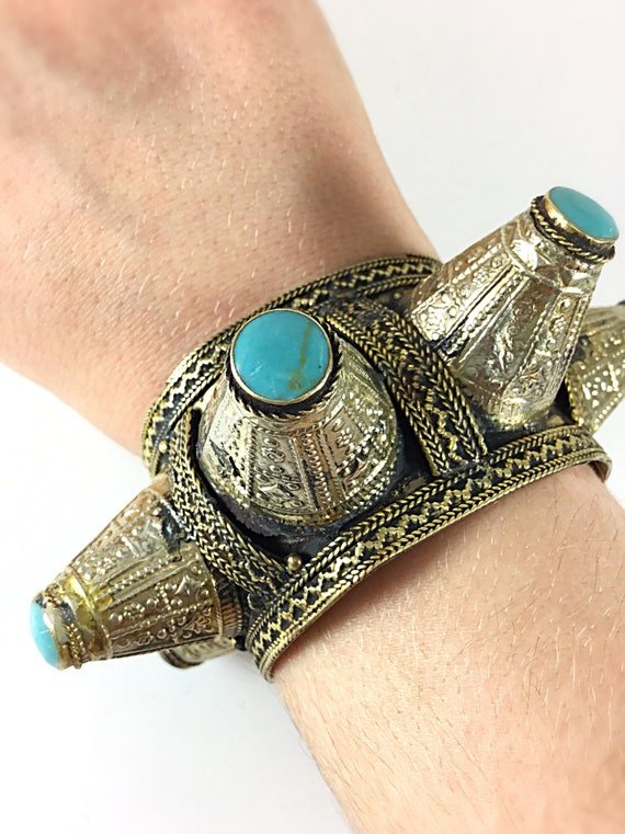 Vintage turquoise kochi bracelet afghan women hand