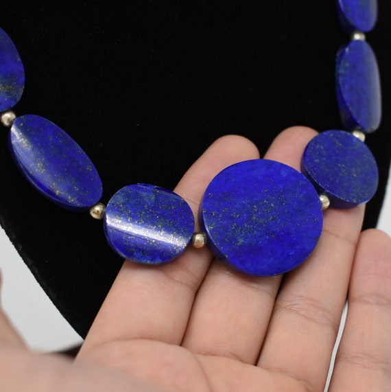 Lapis lazuli round necklace, AAAA++++ grade, 12mm… - image 4