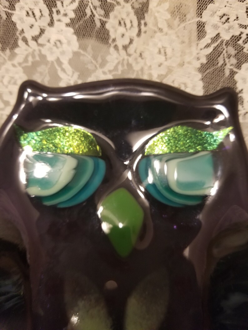 Rare Multi Color Art Glass Owl