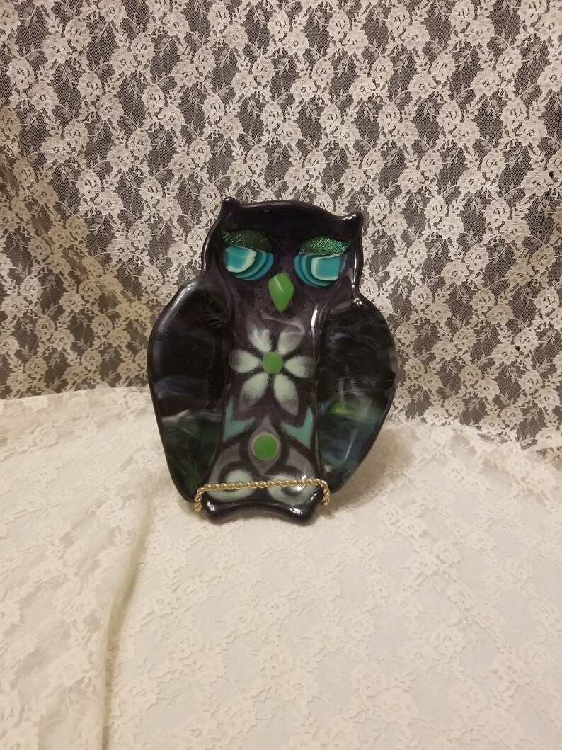 Rare Multi Color Art Glass Owl