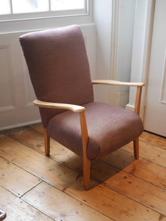 Reupholstered Vintage Mid Century Modern Armchair