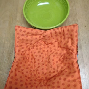 Orange polka dot and multi flowers bowl cozy BC85-BC87