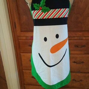 Snowman apron w/ glove potholder AA36 image 1