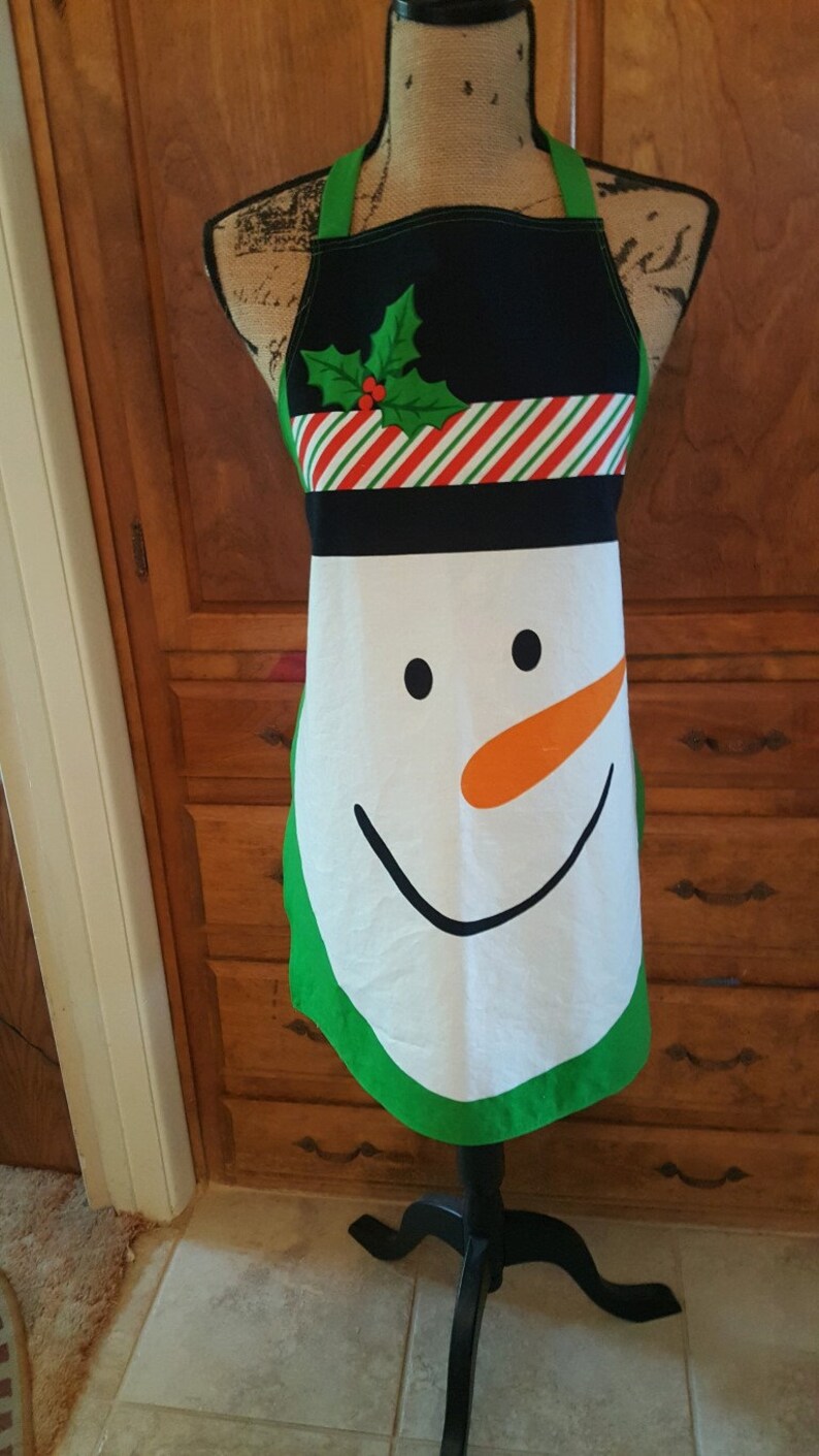 Snowman apron w/ glove potholder AA36 image 1