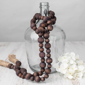 Brown Wood Bead Garland, Farmhouse Beads, Home Decor Beads image 1
