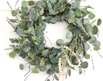 Lavender and Eucalyptus Wreath, Front Door Decor, Spring Wreath, Spring Porch Decor, Wreaths For Spring