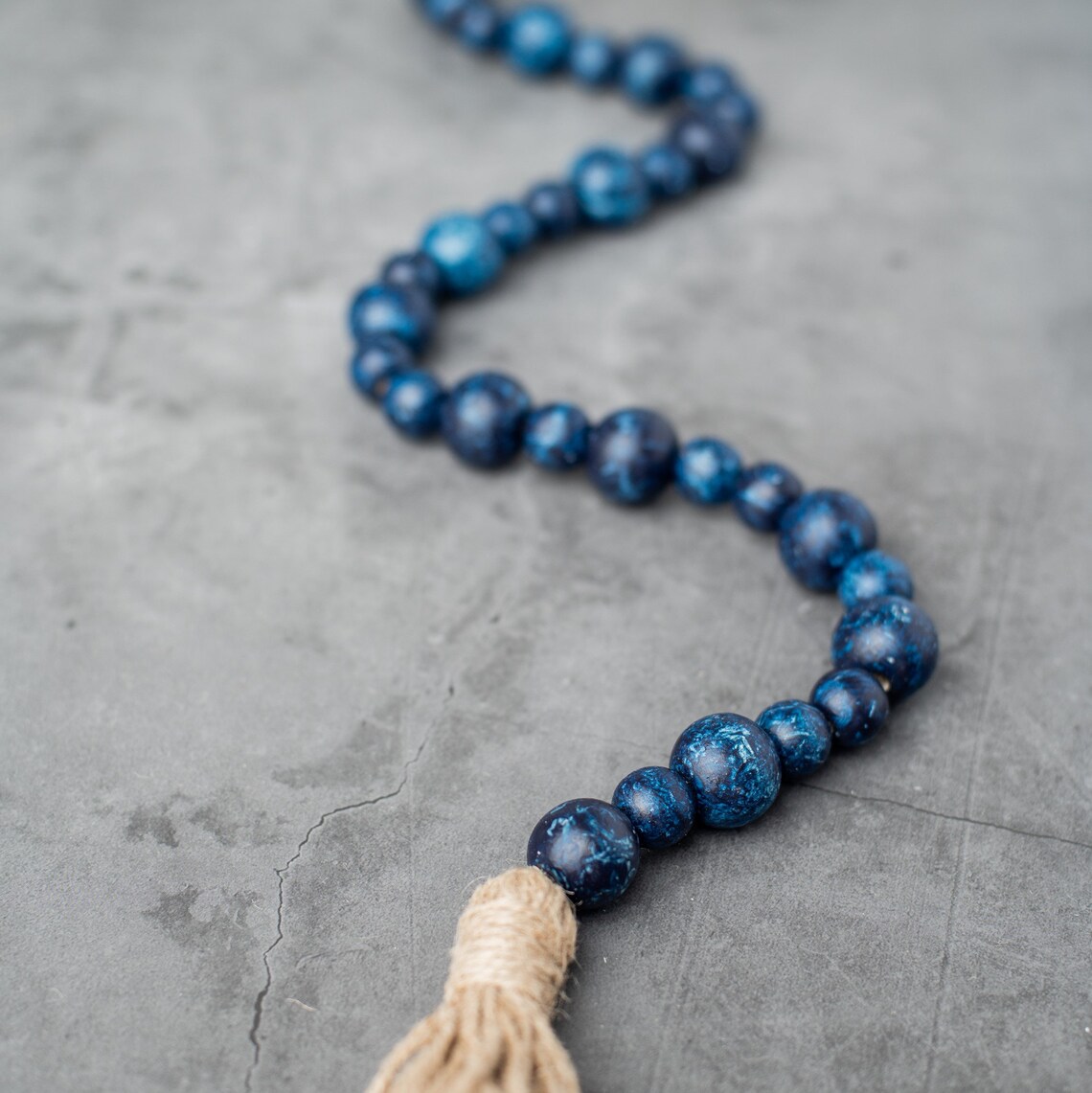 Blue Wood Bead Garland Wood Bead Garland Nautical Home | Etsy
