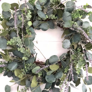 Eucalyptus and Lavender Wreath, Greenery Wreath, Everyday Wreath, Farmhouse Wreath afbeelding 2