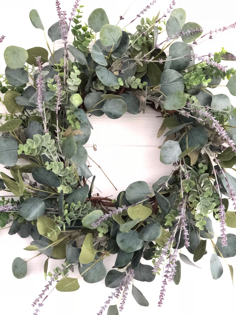 Eucalyptus and Lavender Wreath, Greenery Wreath, Everyday Wreath, Farmhouse Wreath afbeelding 2