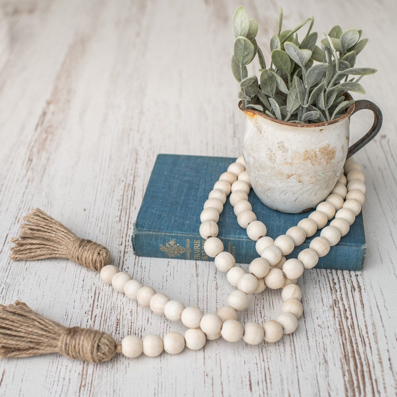 Natural Wood Bead Garland Farmhouse Beads Home Decor Beads Etsy