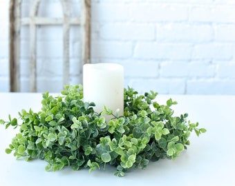 Eucalyptus Candle Ring Wreath, Greenery Candle Ring, Floral Candle Ring, Small Farmhouse Wreath