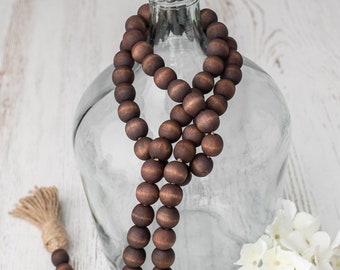 Brown Wood Bead Garland, Home Decor Bead Garland, Farmhouse Decor