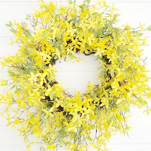 Spring Forsythia Wreath, Outdoor Decor, Spring Front Door Decor, Spring Porch Wreath, Wreaths For Spring