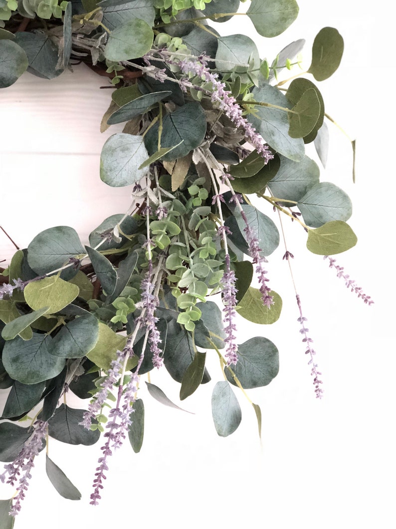 Eucalyptus and Lavender Wreath, Greenery Wreath, Everyday Wreath, Farmhouse Wreath image 6