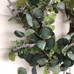 Eucalyptus and Lavender Wreath, Greenery Wreath, Everyday Wreath, Farmhouse Wreath afbeelding 5