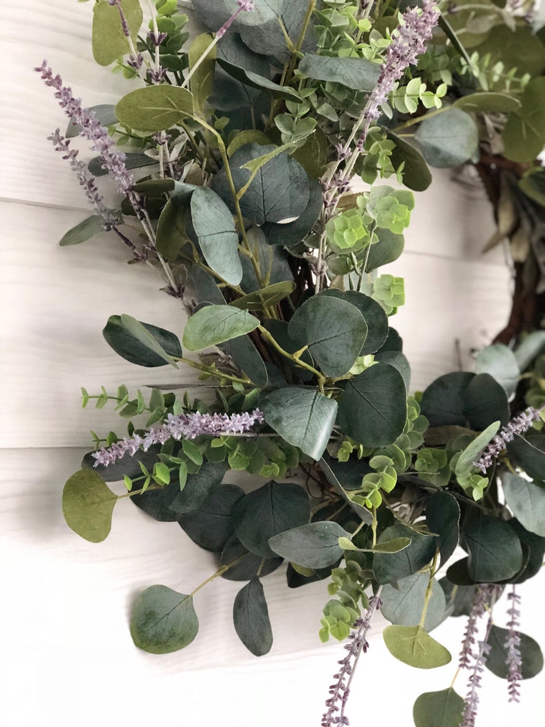 Eucalyptus and Lavender Wreath, Greenery Wreath, Everyday Wreath, Farmhouse Wreath afbeelding 5