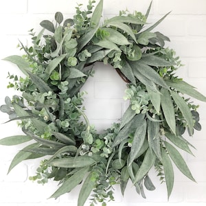 Mixed Eucalyptus Greenery Wreath for Front Door