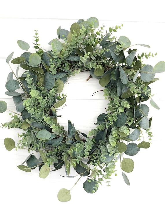 Summer Wreath Spring Wreath Everyday with Mixed Eucalyptus Greens