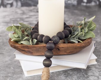 Black Wood Bead Loop, Black Wood Bead Garland