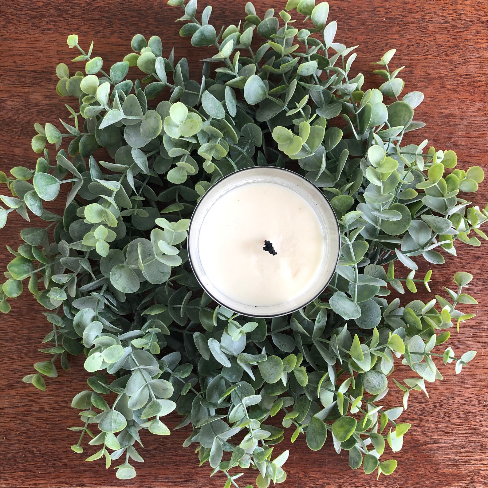 Eucalyptus Candle Ring Wreath Mini Eucalyptus Wreath Etsy