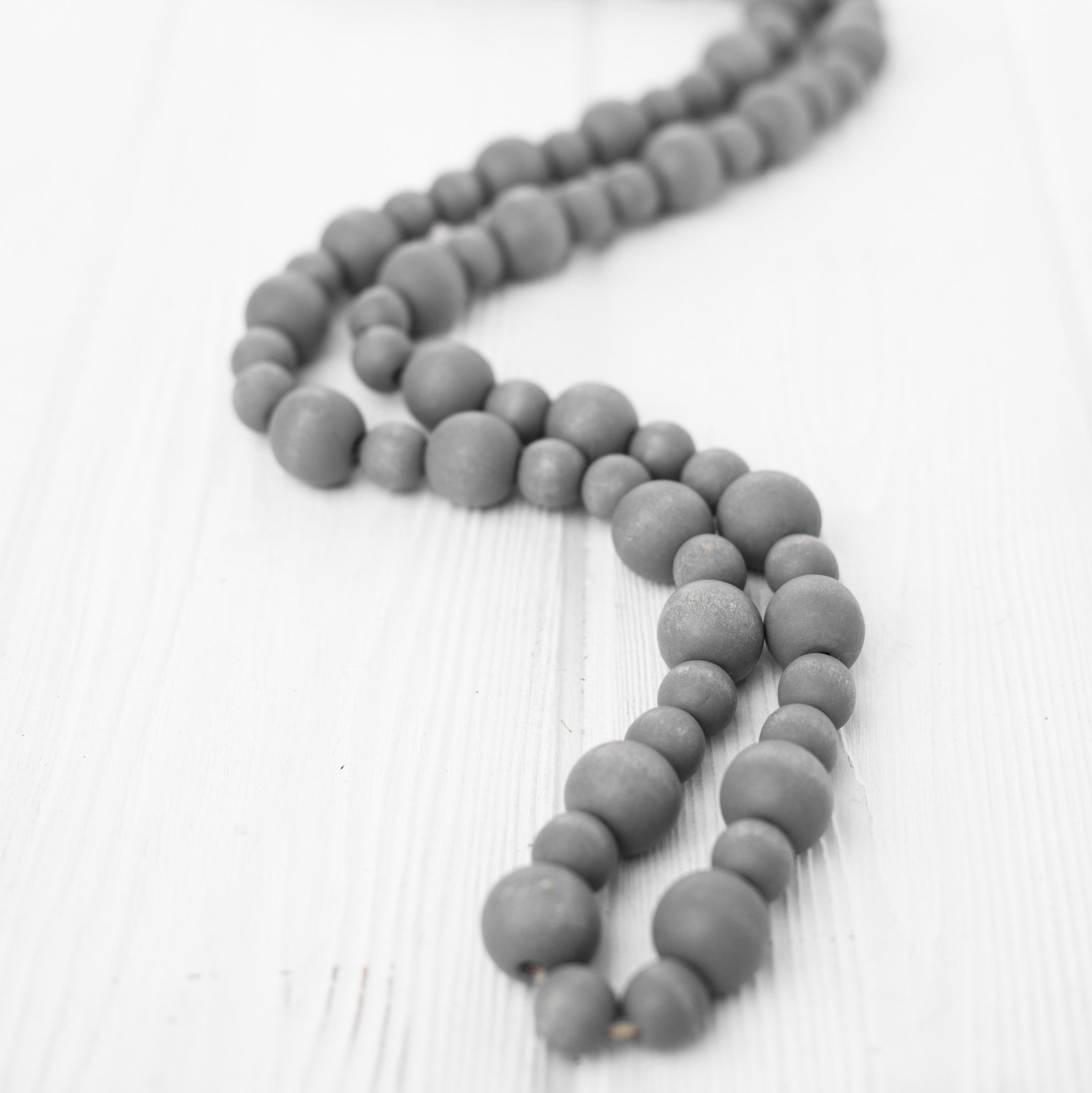 Gray Wood Bead Garland Farmhouse Wooden Bead Garland Etsy