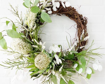 Spring Outdoor Wreath, Tropical Front Door Summer Wreath