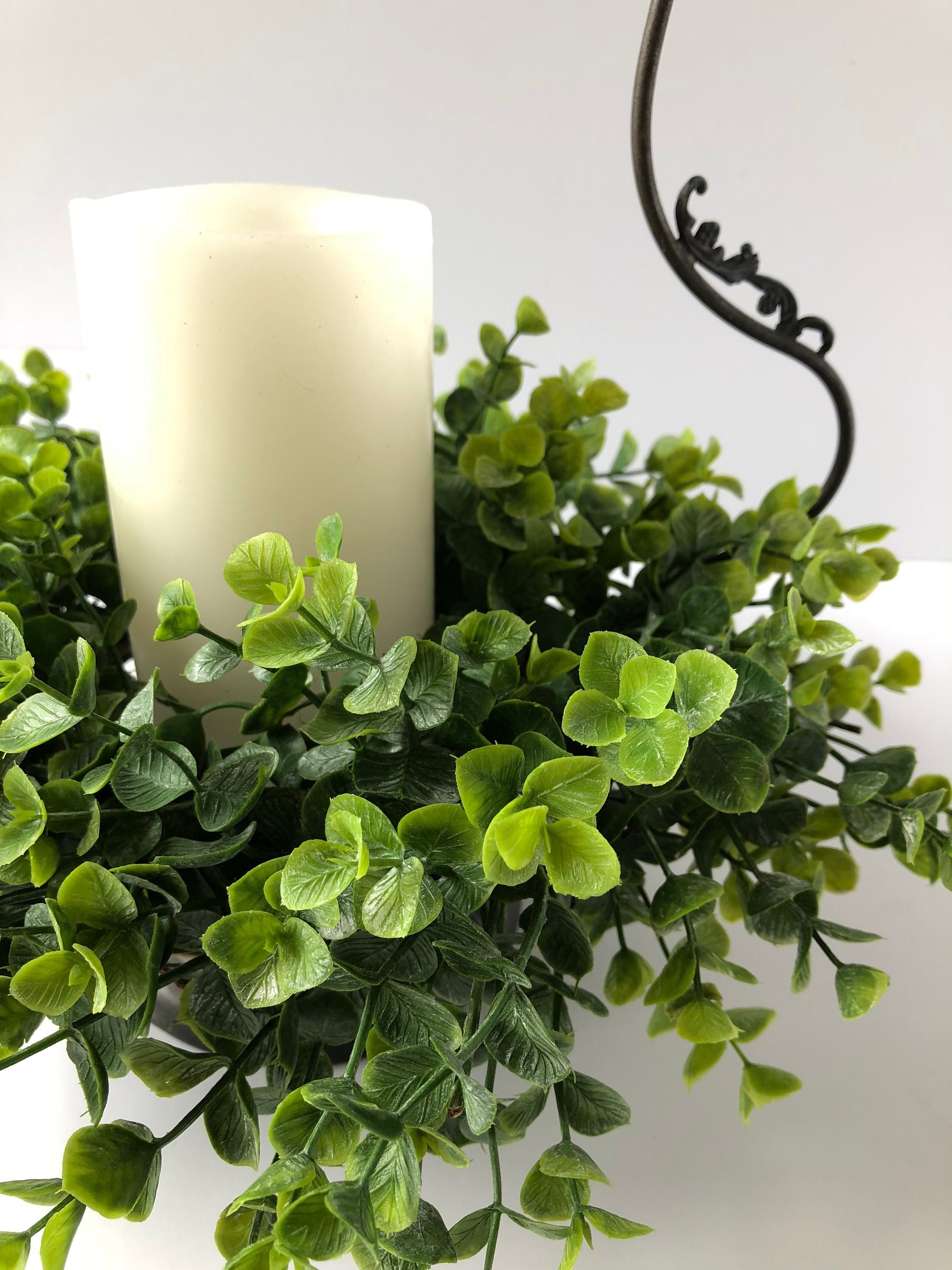 Eucalyptus Candle Ring Wreath Greenery Candle Ring Floral Etsy