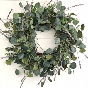 Eucalyptus and Lavender Wreath, Greenery Wreath, Everyday Wreath, Farmhouse Wreath afbeelding 7