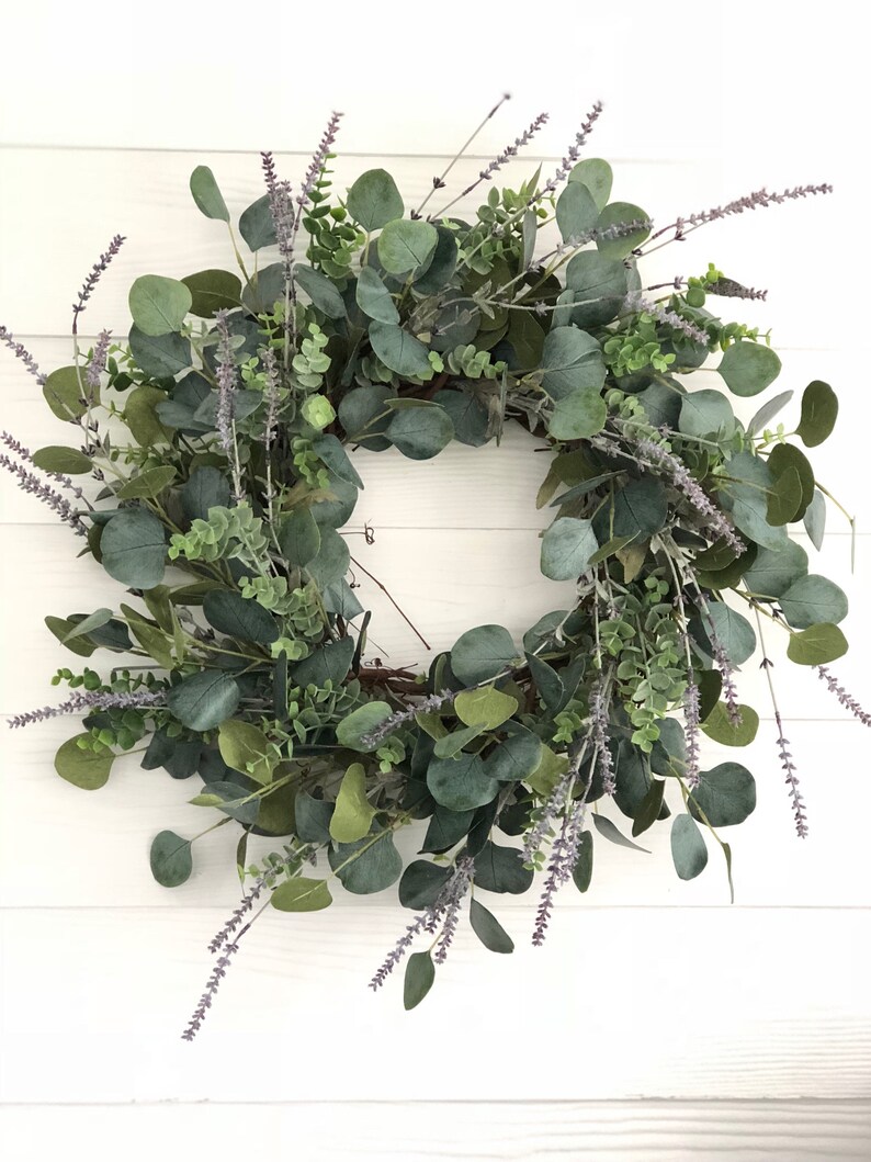 Eucalyptus and Lavender Wreath, Greenery Wreath, Everyday Wreath, Farmhouse Wreath afbeelding 7