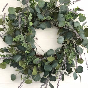 Eucalyptus and Lavender Wreath, Greenery Wreath, Everyday Wreath, Farmhouse Wreath afbeelding 3