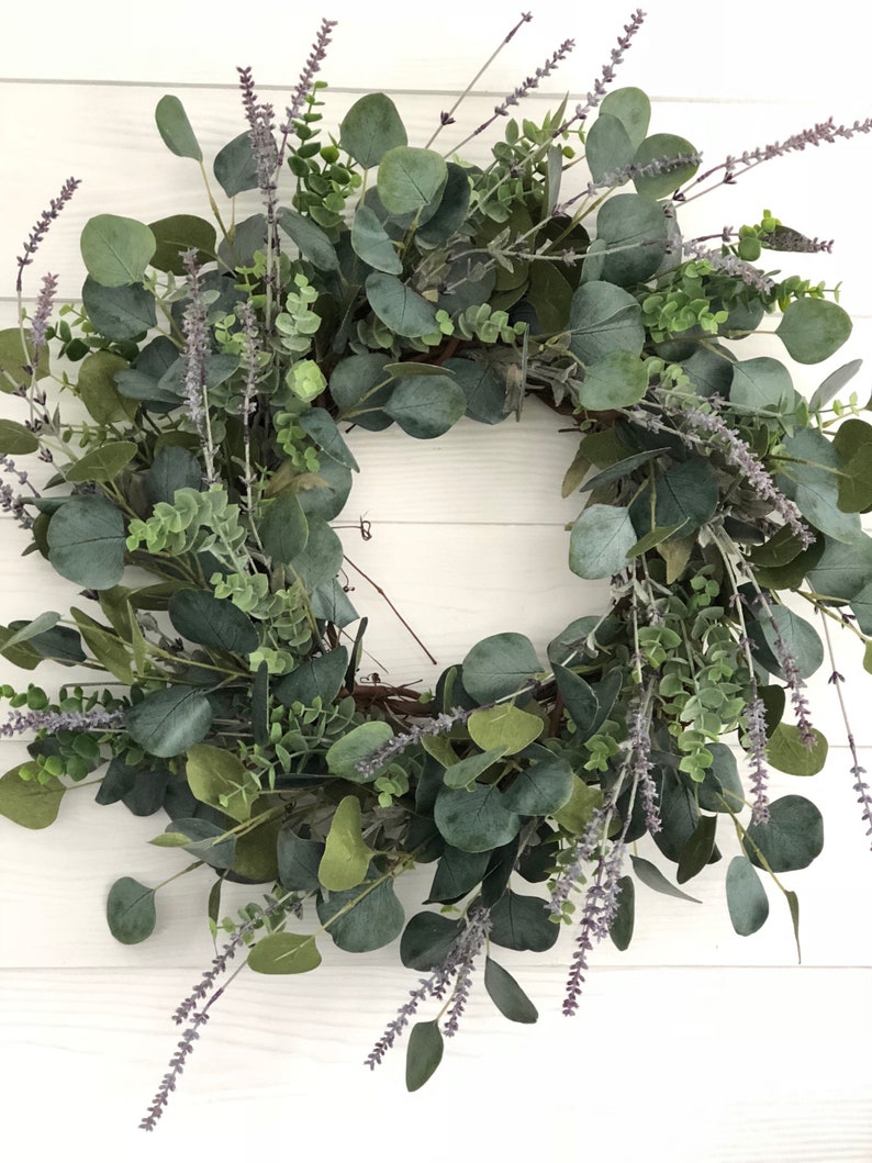 Eucalyptus and Lavender Wreath, Greenery Wreath, Everyday Wreath, Farmhouse Wreath afbeelding 3