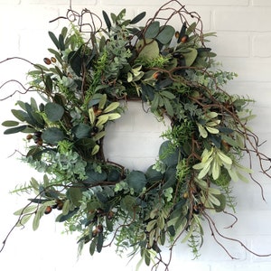 Olive, Rosemary and Eucalyptus Wreath, Front Door Wreath, Rustic Front Door Wreath, Outdoor Decor