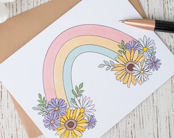 Flower Rainbow Boxed Blank Notecards, Gift for Flower Lover, Gift for Mom