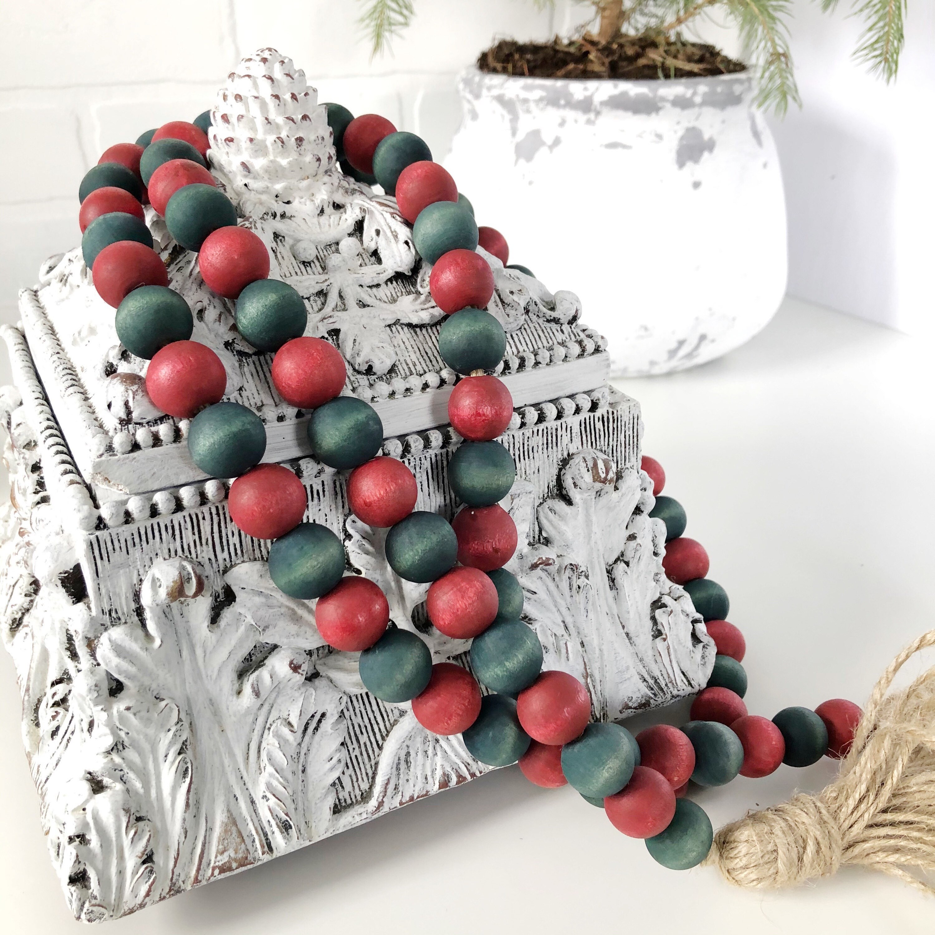 Guirnalda de cuentas de madera de Navidad garland de cuentas | Etsy