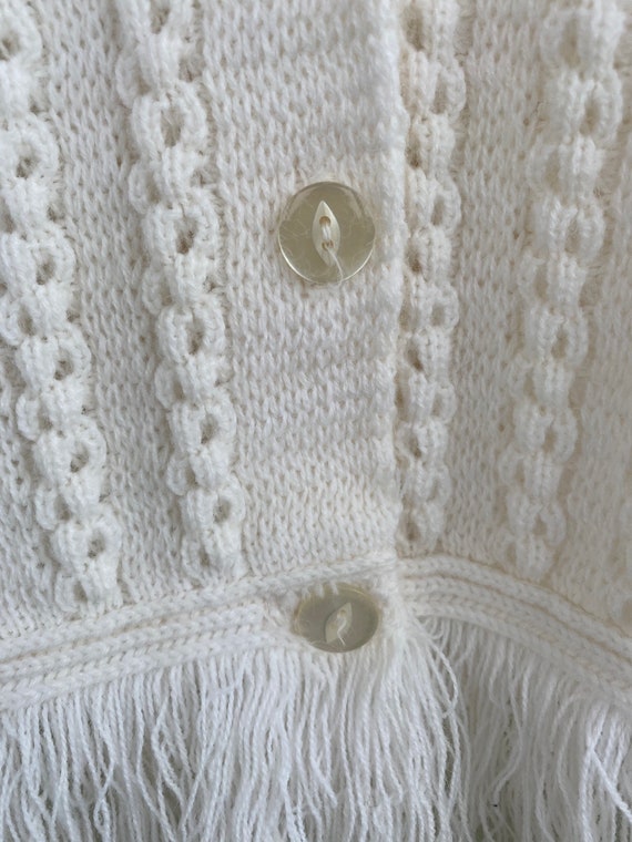 Vintage 70s Crochet Poncho/ Off White/ 1970s Ponc… - image 8