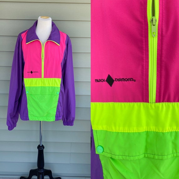 Vintage 90s Neon Windbreaker/ Neon Pink/ Neon Purp