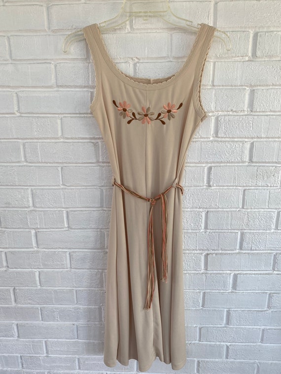 Vintage 70s Sleeveless Polyester Dress/ Matching … - image 2