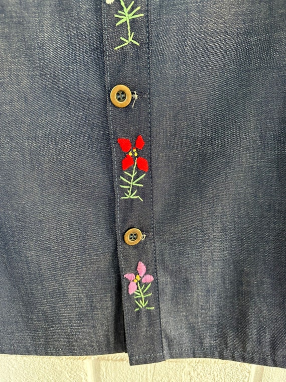 Vintage 70s Denim Blazer/ Custom Embroidered/ 197… - image 6