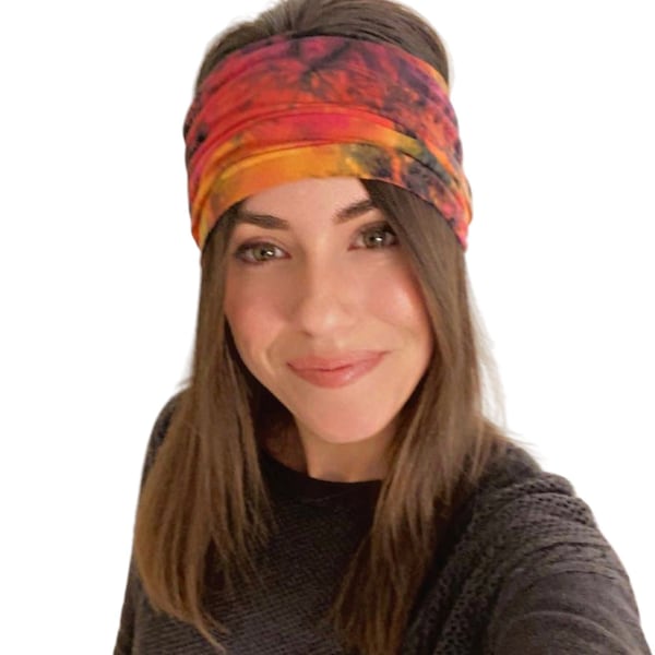 Boho Tie Dye Stretch Tube Headband for Adults.