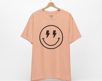 Smiley with lightning eyes Unisex Jersey Short Sleeve Tee