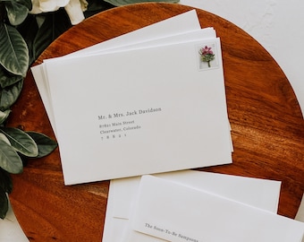 Classic Text A7 Printed Addressed White Envelopes