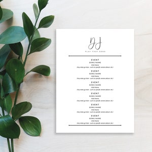 DJ Song List Template Printable