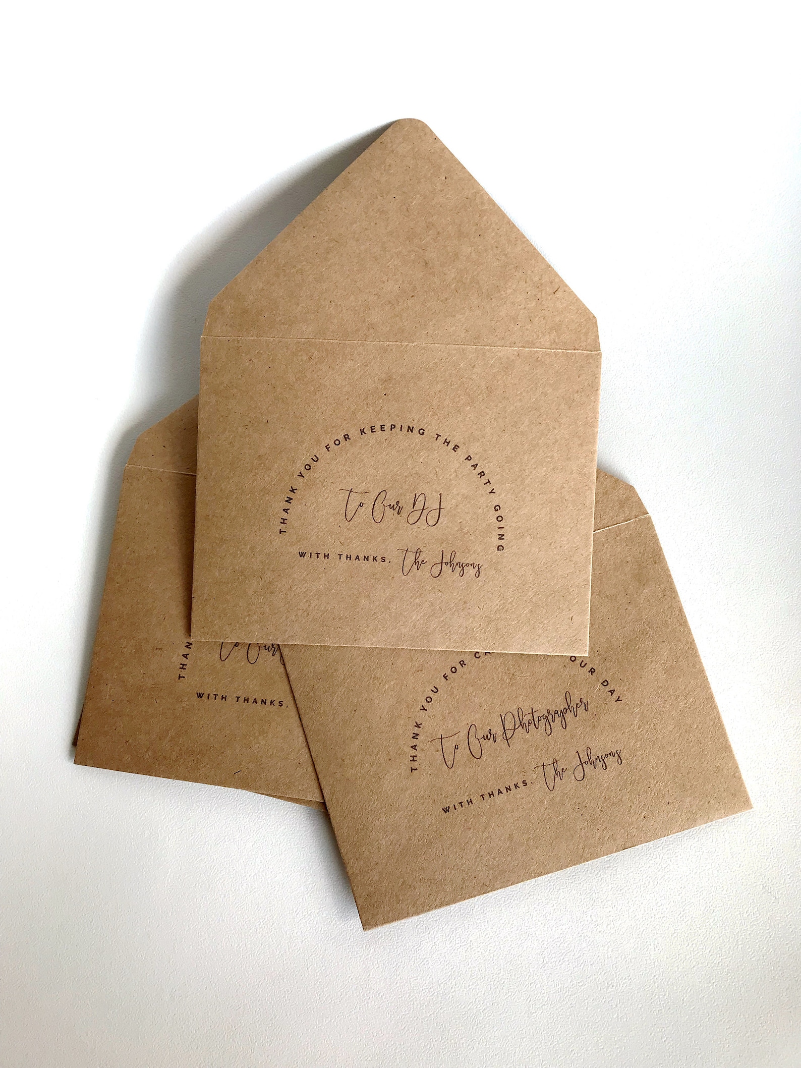 Printed Set of Wedding Vendor Tip/gratuity Envelopes Thank Etsy