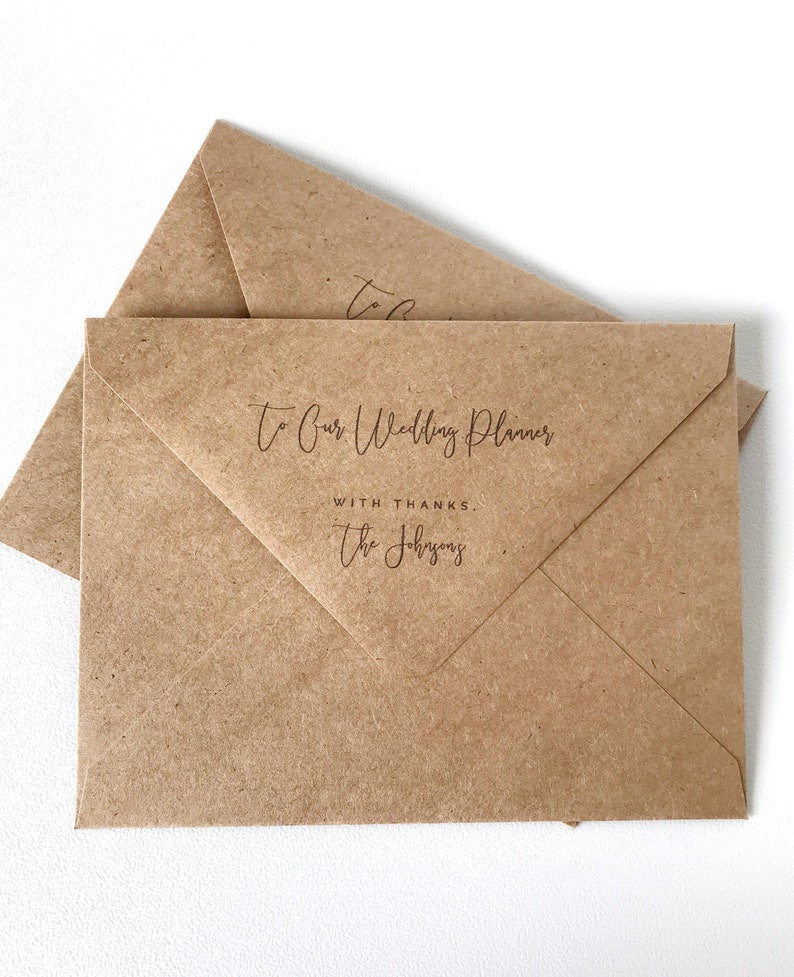 Printed Set of Wedding Vendor TipGratuity Envelopes