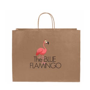 100 Custom Large Kraft Paper Shopping Bag 16 x 6 x 12 1/2