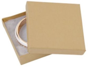 3 1/2"x3 1/2"x1" Cotton Filled Kraft Jewelry Boxes - Case of 100