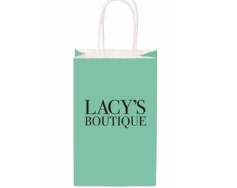 100 Custom Small Colored Paper Shopping Bag  5 1/4 x 3 1/2 x 8 1/2 Inches