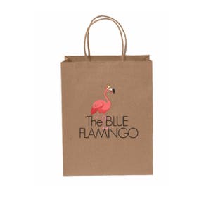 100 Custom Medium Kraft Paper Shopping Bag 8 1/4 x 4 3/4 x 10 1/2 Inches